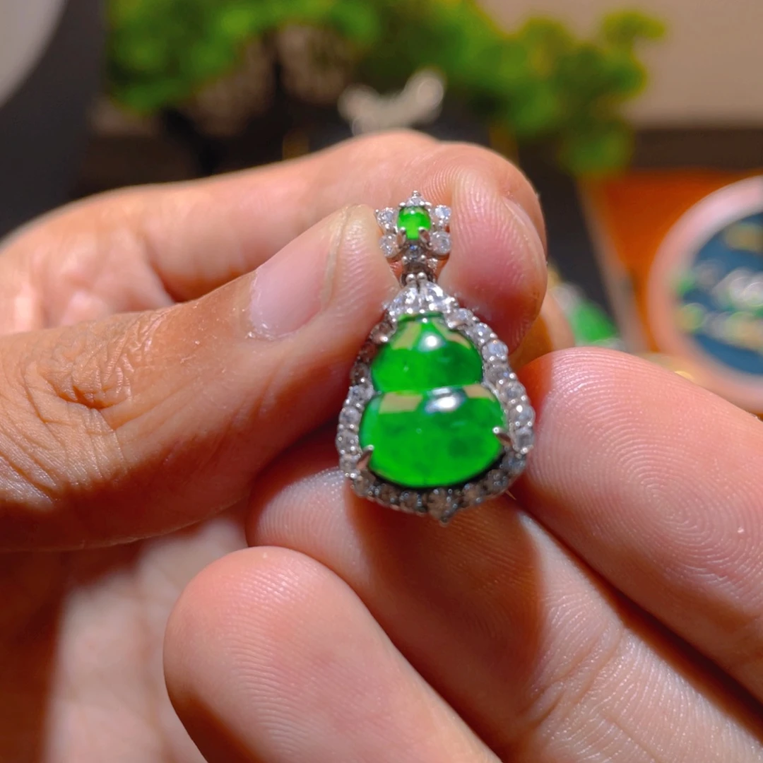 翡翠银S925镶嵌吊坠(不含链)