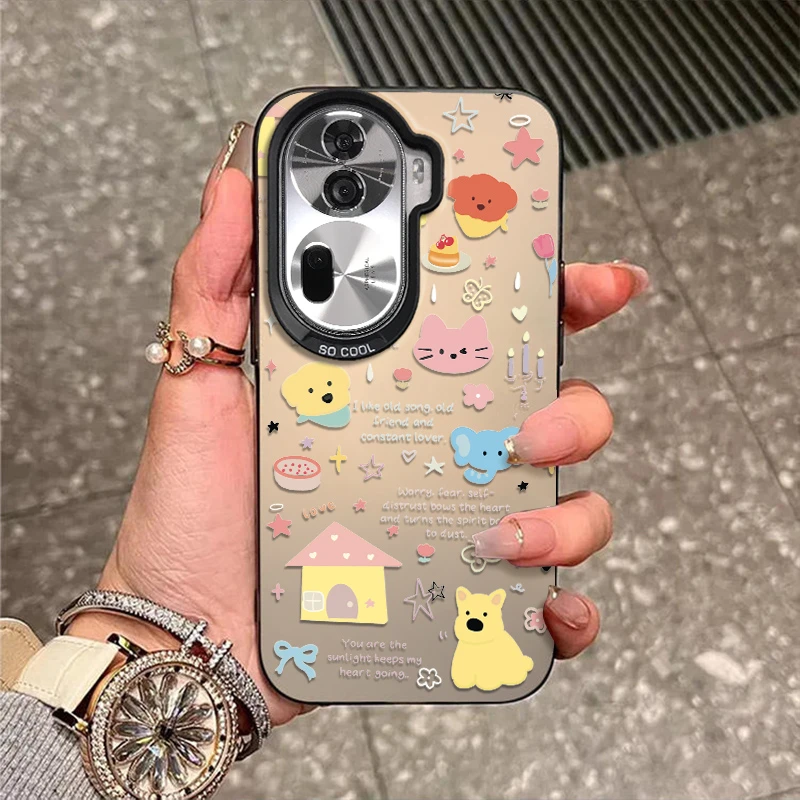 卡通猫狗适用OPPOReno14手机壳13新款12保护套11磨砂10防摔9彩银