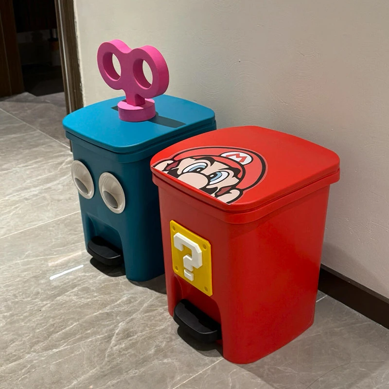 马里奥垃圾桶家用带盖子厨房卫生间厕所客厅大容量脚踏式高颜值