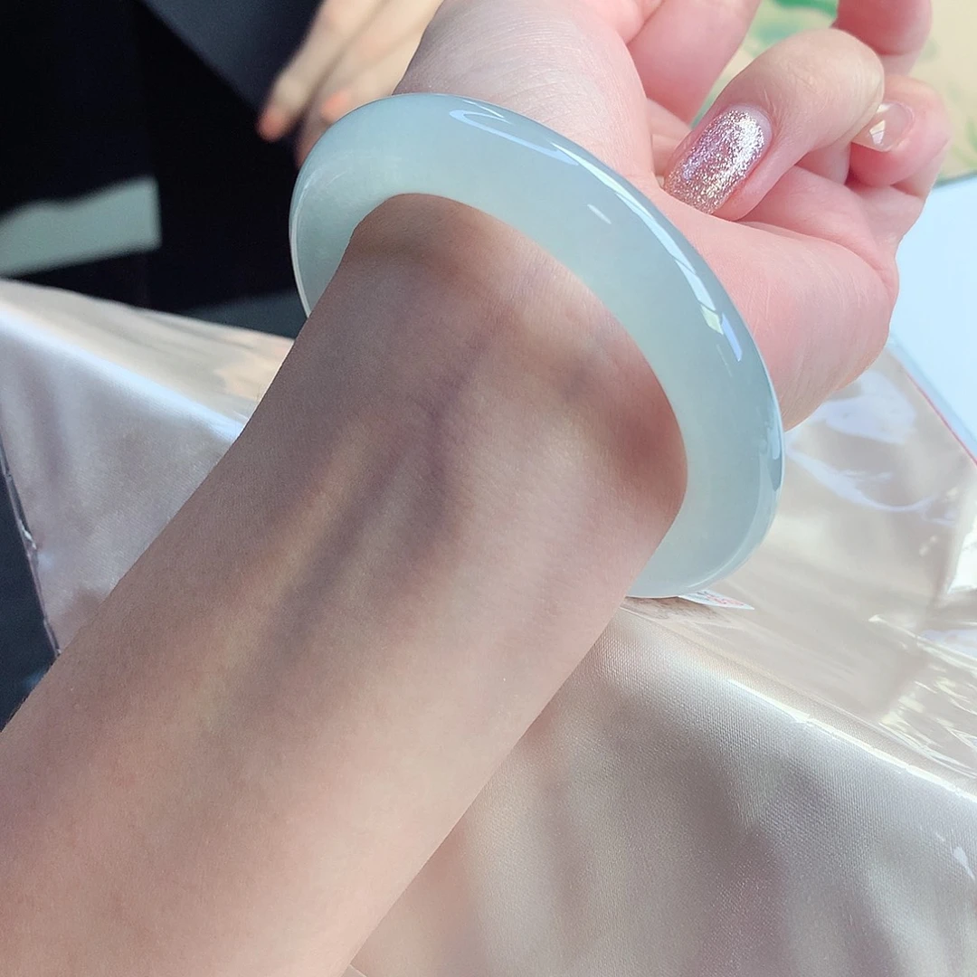 未镶嵌手镯翡翠天然A货翡翠53/54冰晴底小胖墩