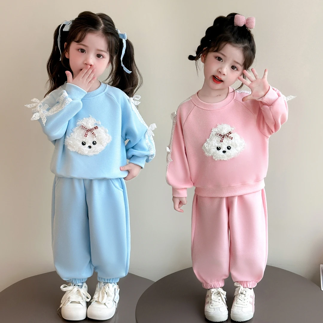 女童套装洋气卡通儿童休闲运动卫衣两件套女孩宝宝春秋装2025新款