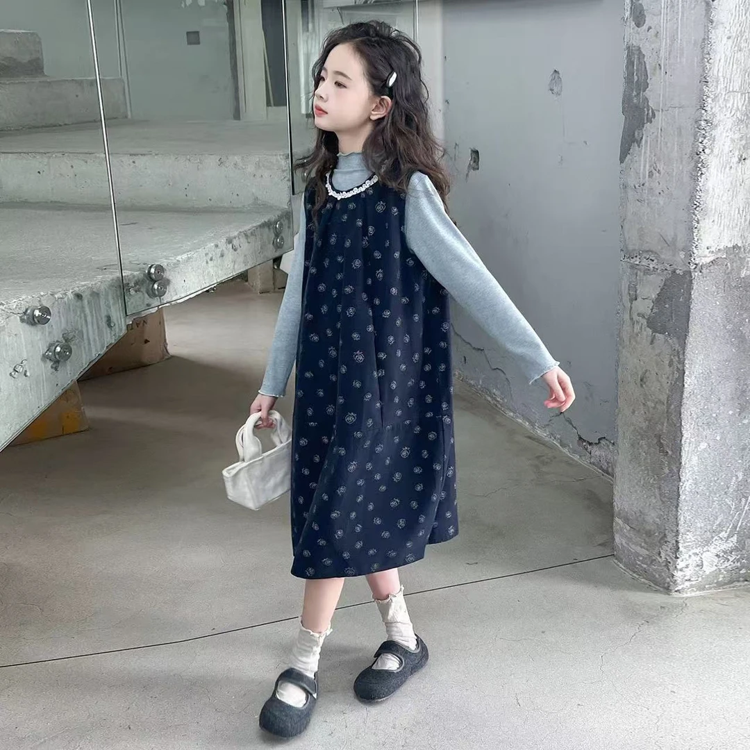 女童连衣裙2025秋季新款打底衫背心裙女中大童春秋超好看韩范裙子