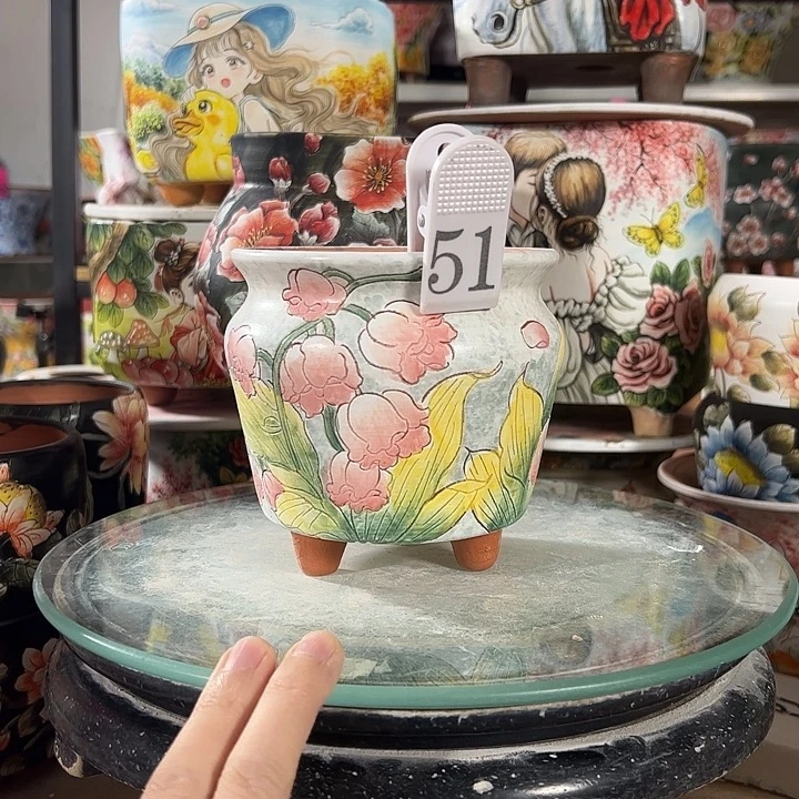 景德镇手绘花盆满38包邮