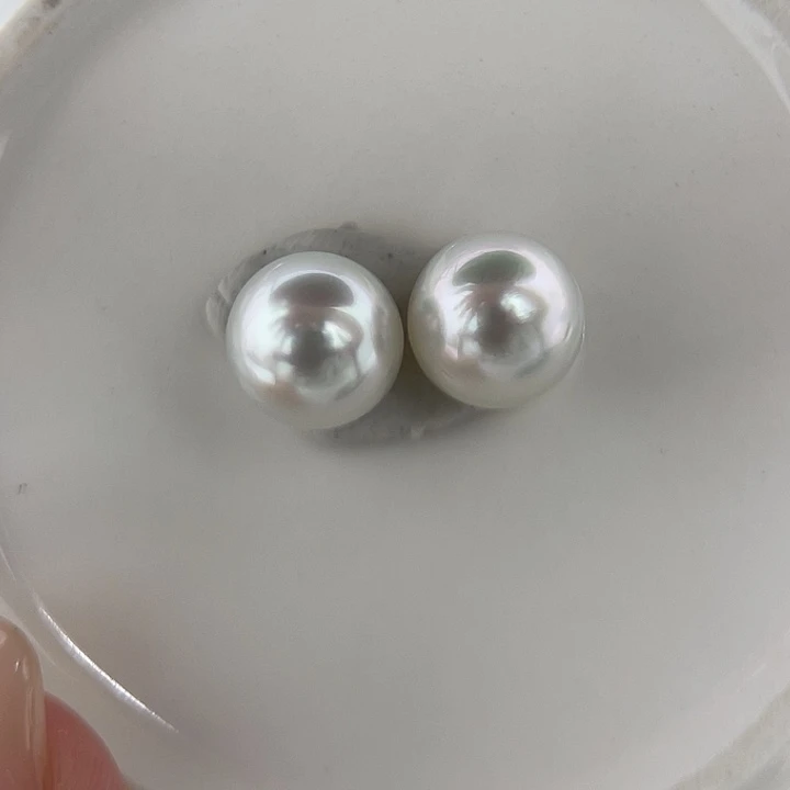 海水珍珠未镶嵌颈饰10-11mm 澳白 青粉 素钉H3