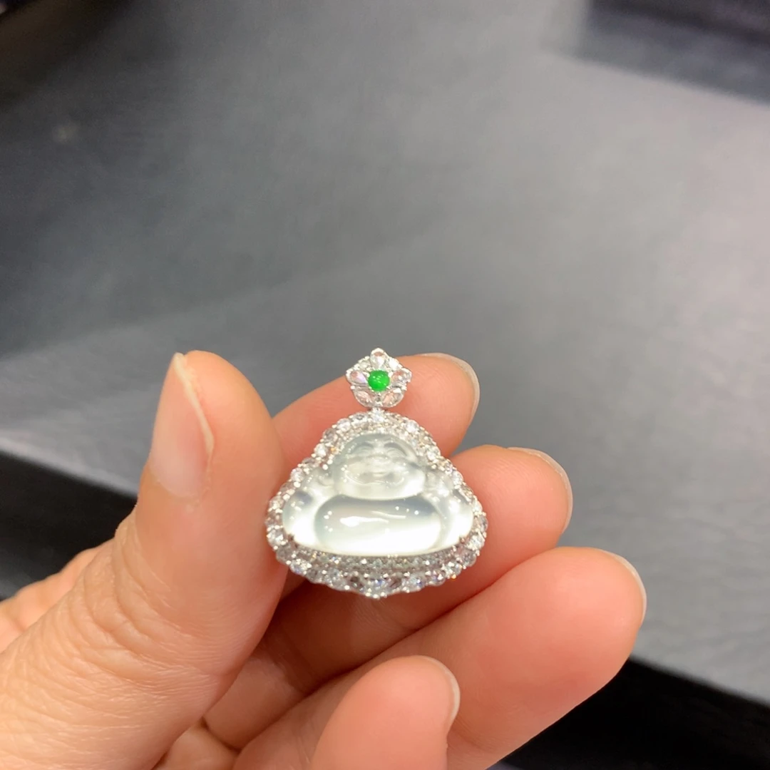 翡翠18K金镶嵌吊坠(不含链)