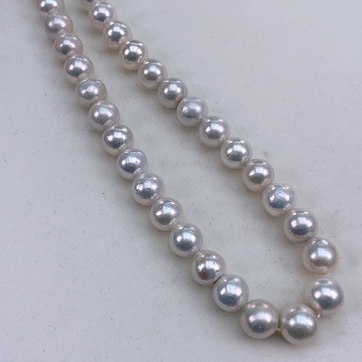 淡水珍珠颈饰银S925镶嵌9左右炫彩邹平圆吧青蓝色