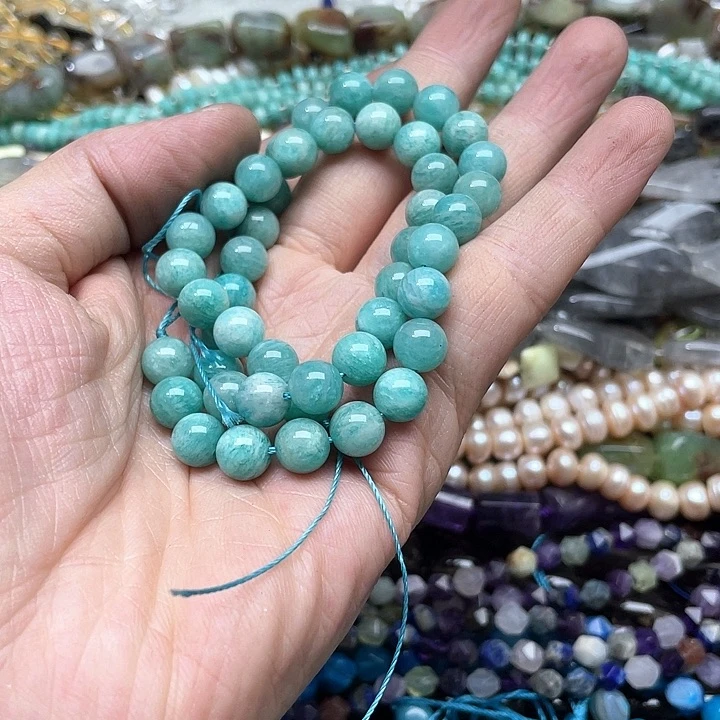 玛瑙/玉髓合金珠宝半成品一条8mm天河石