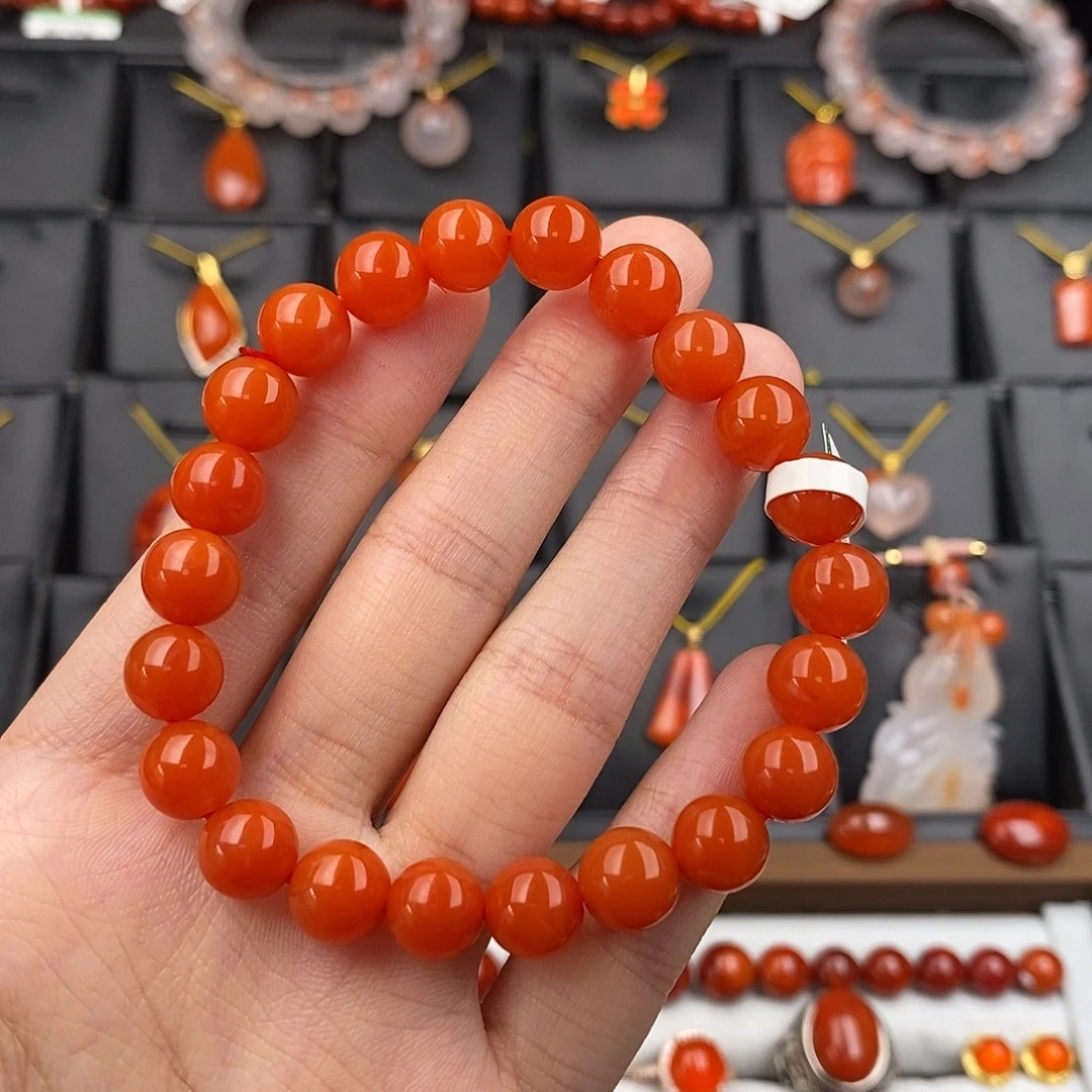 南红玛瑙未镶嵌四川凉山樱桃红手串8.4mm