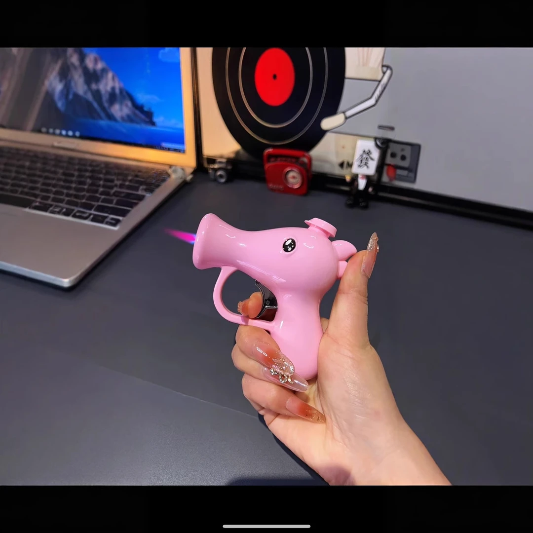 网红爆款卡通可爱豌豆防风直冲打火机个性创意稀奇古怪解压点烟器