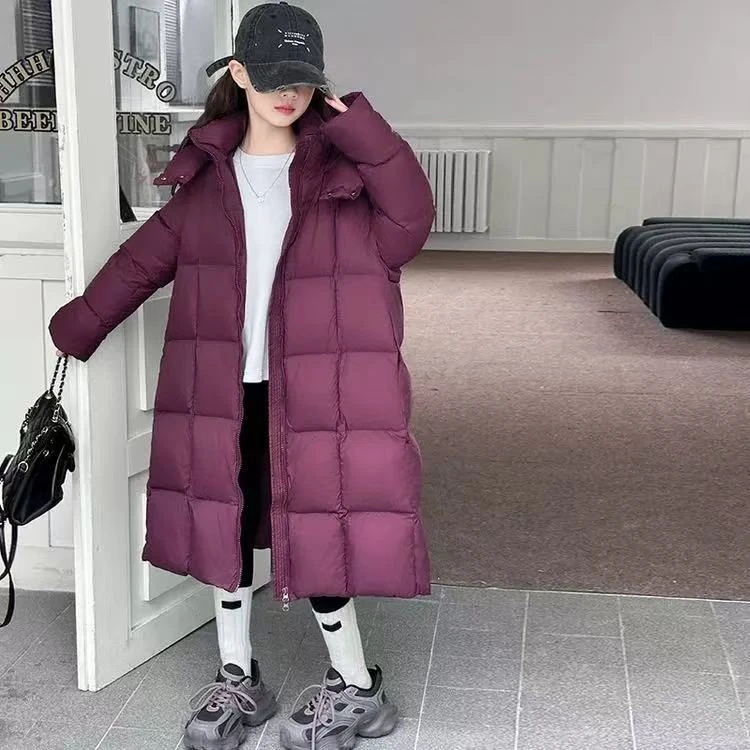 501066《现》儿童休闲百搭时尚男童女童连帽中长款洋气羽绒服