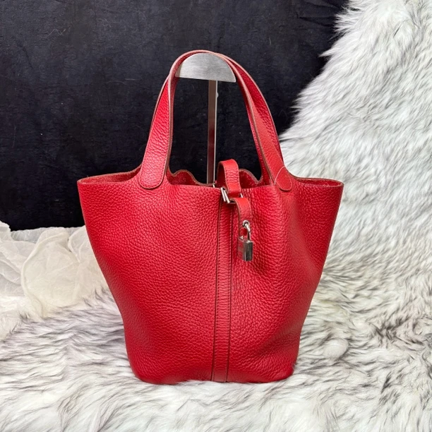 95新 Hermes/爱马仕 红色 18 togo 皮质菜篮子