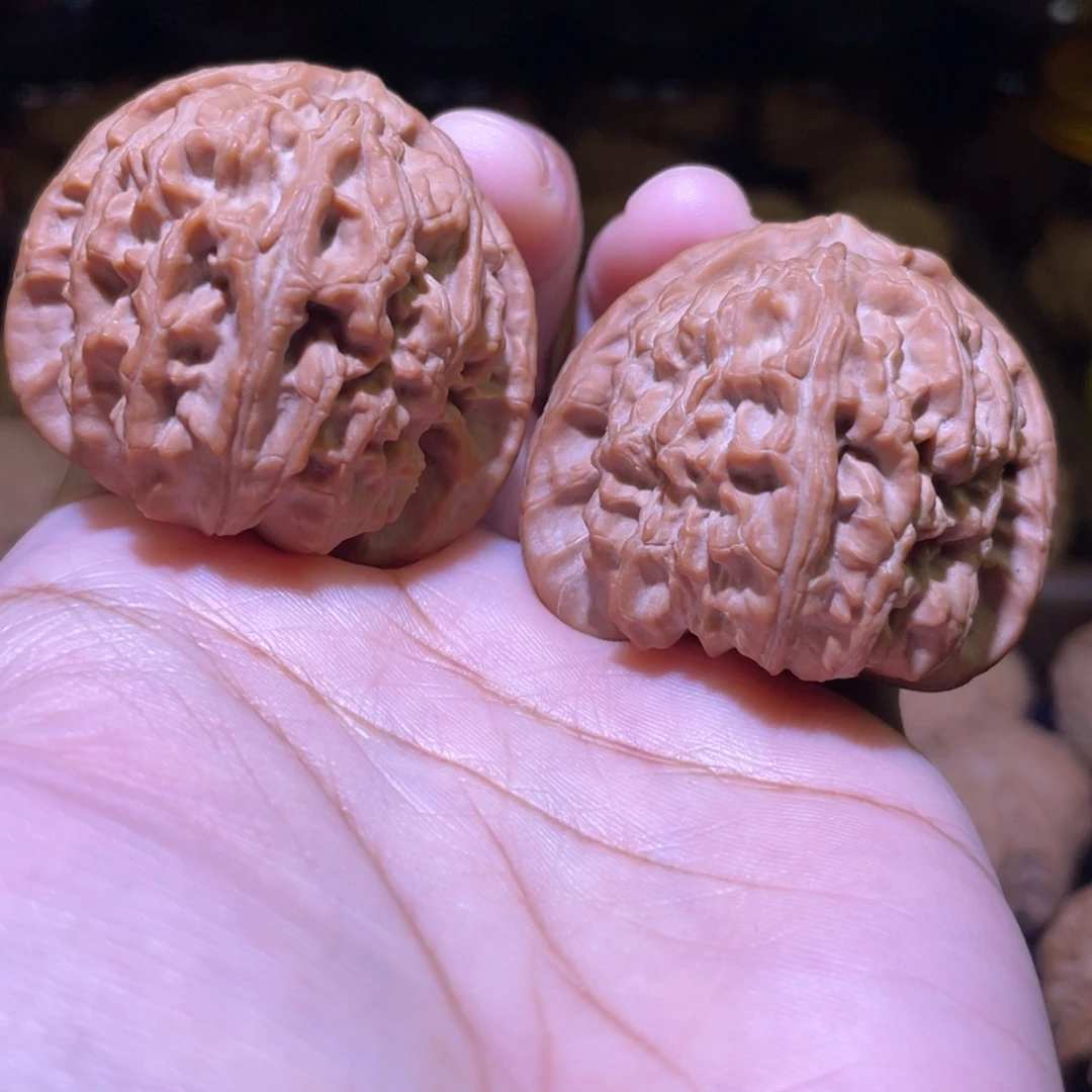 玄***宗文玩核桃把件三角白