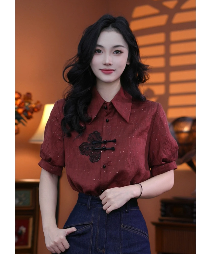 西西【红楼梦篇】港味复古时尚气质短袖上衣02433