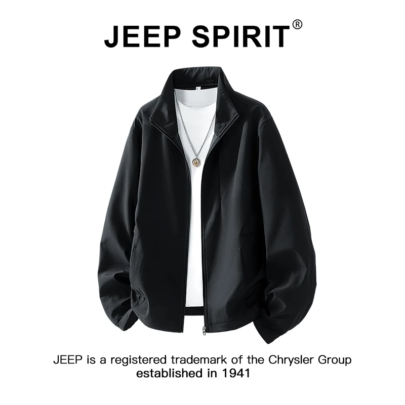 JEEPSPIRIT吉普美式立领飞行夹克男士春秋潮牌宽松三防冲锋衣外套