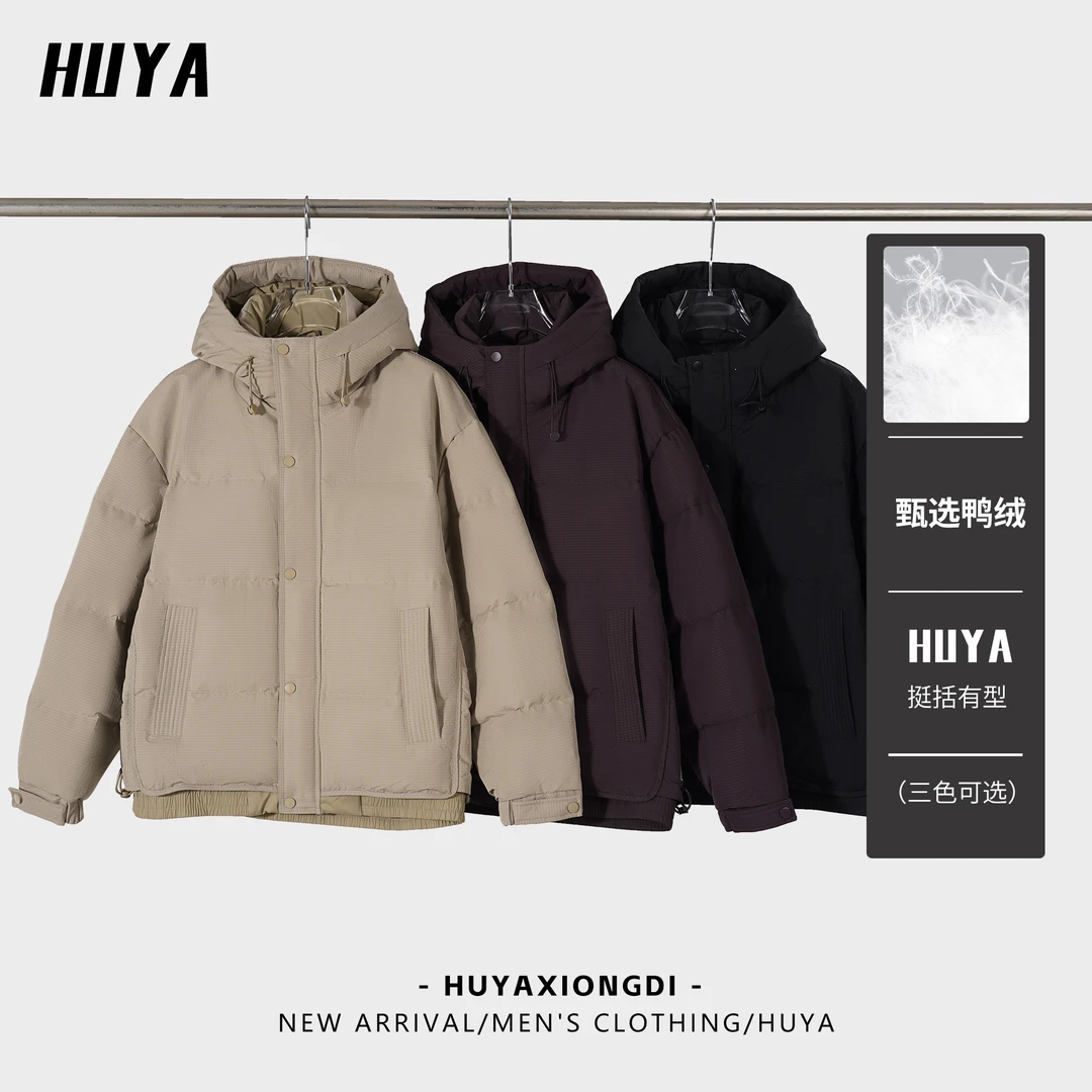 HUYA美式潮牌加厚情侣连帽羽绒服宽松休闲男冬季ZC-1161