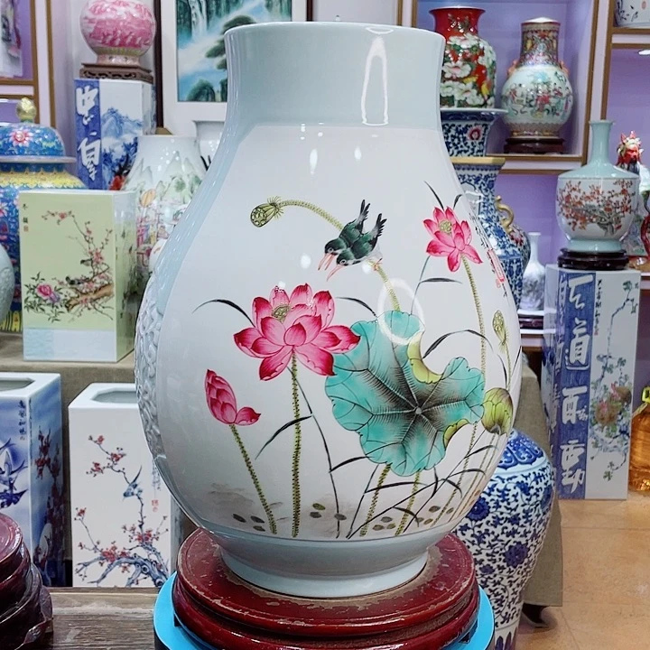 花瓶全手工双面画福桶瓶