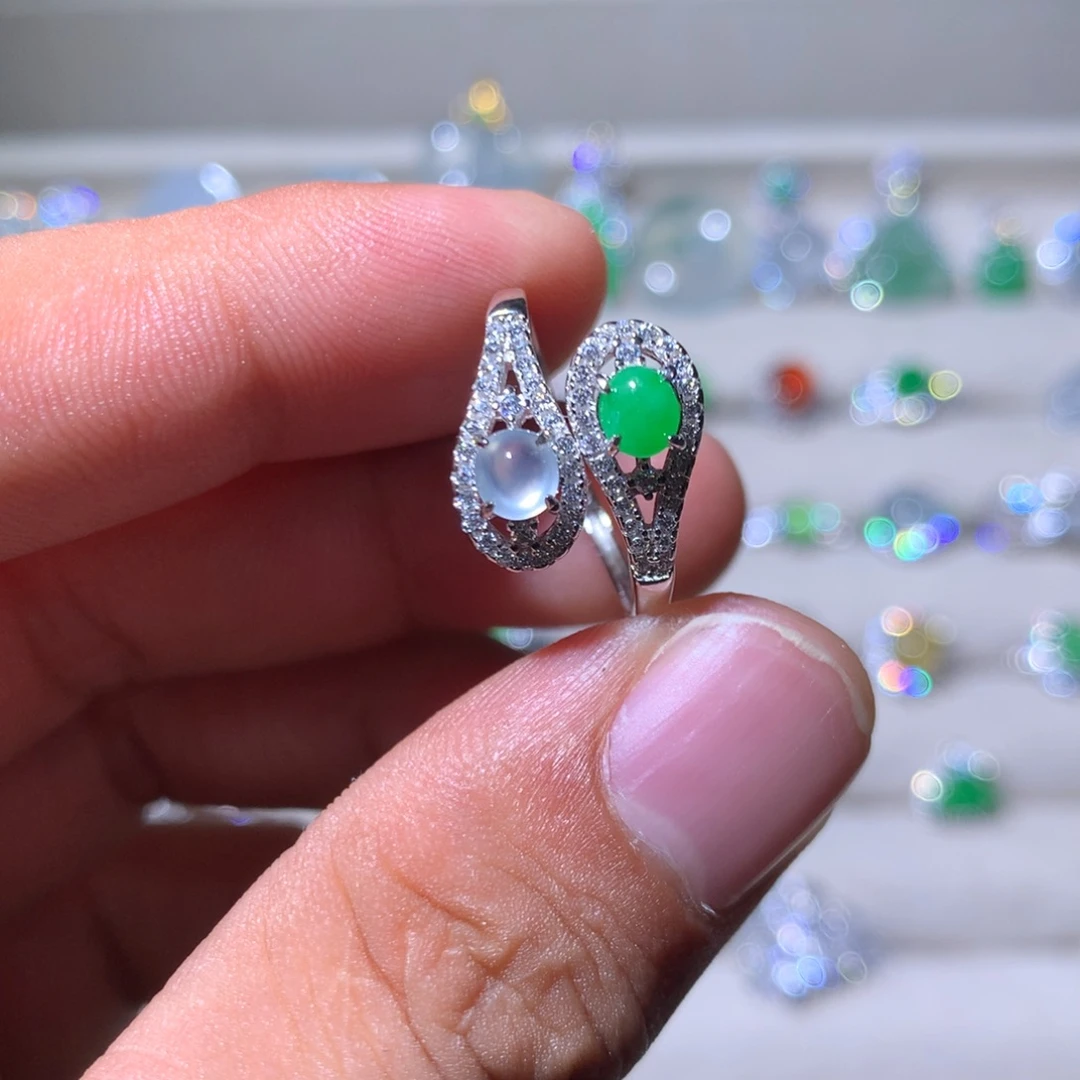 翡翠银S925镶嵌耳饰91