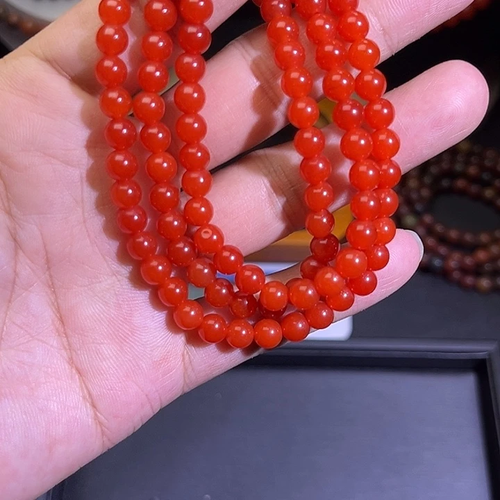 南红玛瑙未镶嵌手链6mm冰红108