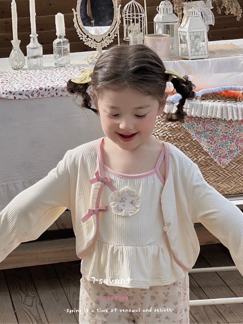 现货【7seven】25春 女童贴布五角星碎花吊带开衫三件套