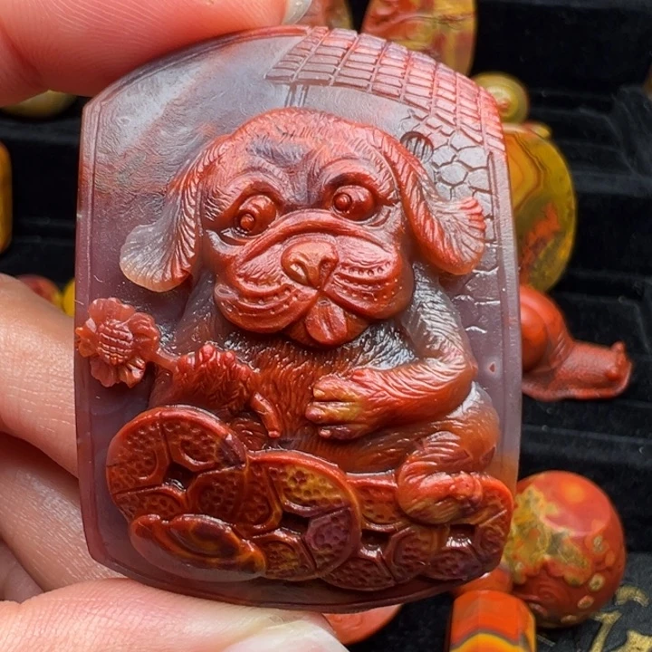 用***3玛瑙/玉髓无未镶嵌宣化战国红玛瑙