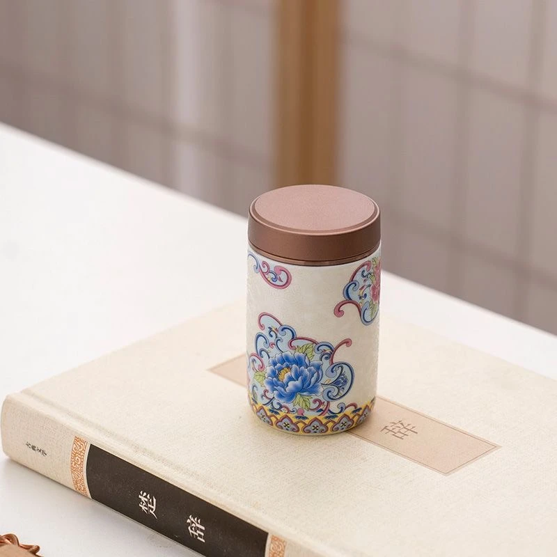 C302陶瓷小号密封罐茶叶罐防潮收纳储物罐香粉罐药丸罐食品罐C