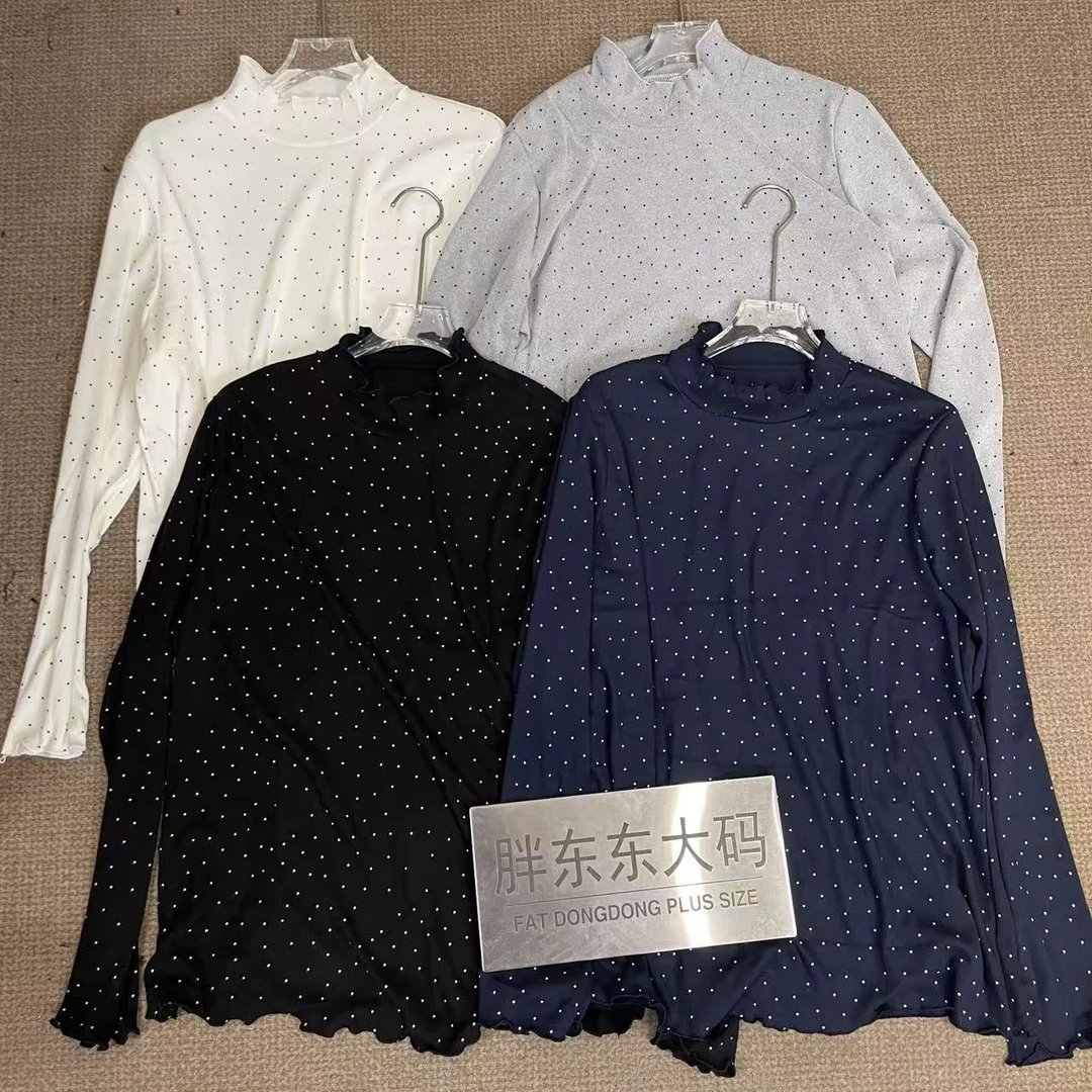 「云淡风轻」东东家*8656大码新款韩版波点半高领百搭显瘦上衣