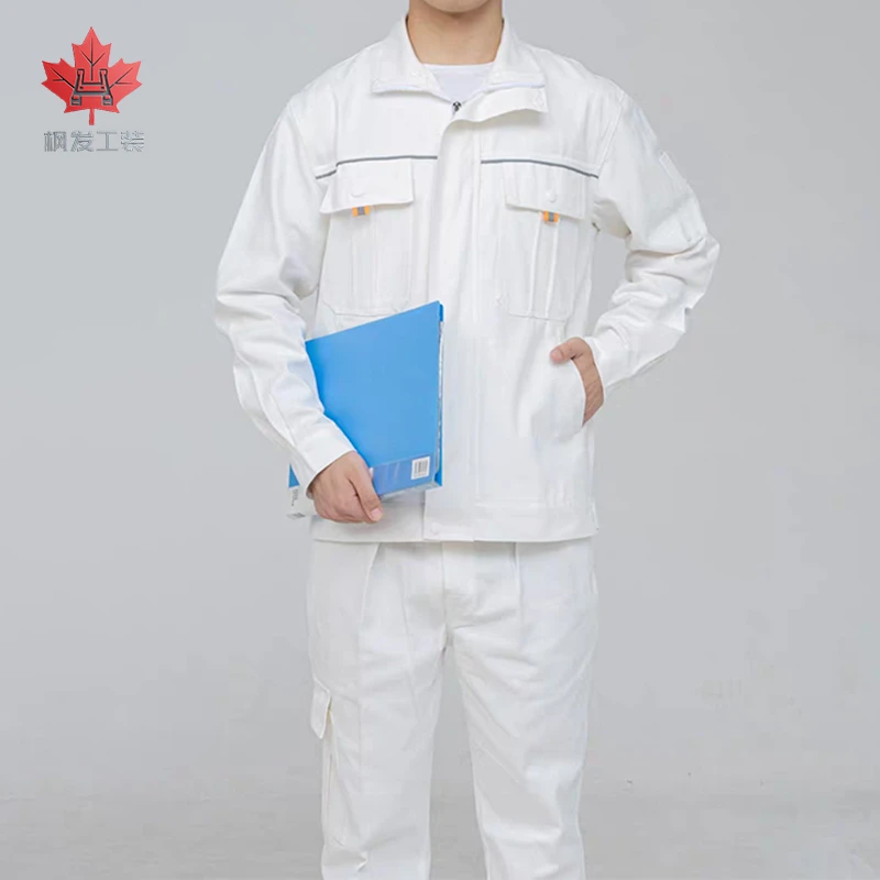 纯棉长袖工作服套装男耐磨春秋季电焊工装防烫上衣翻领加厚劳保服