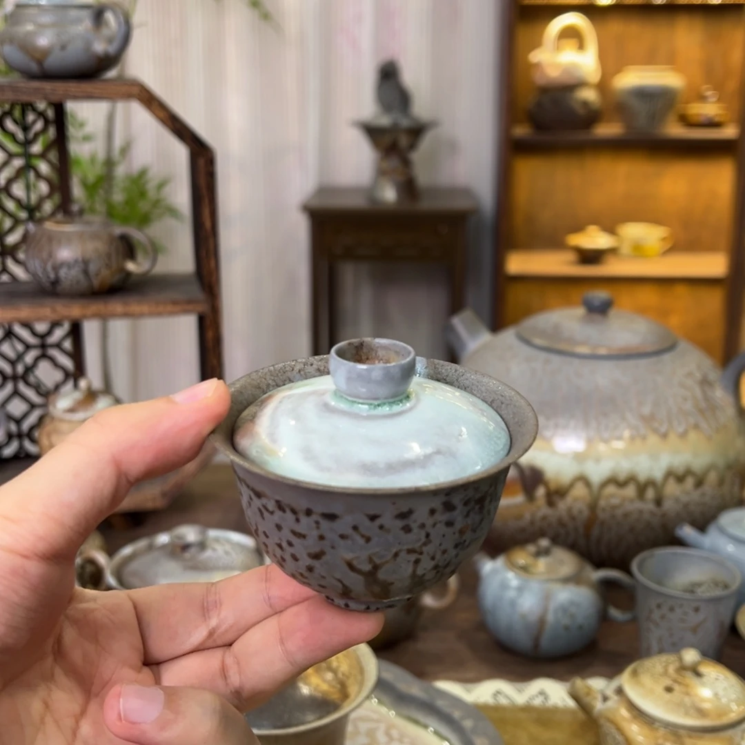 不染柴烧精品盖碗