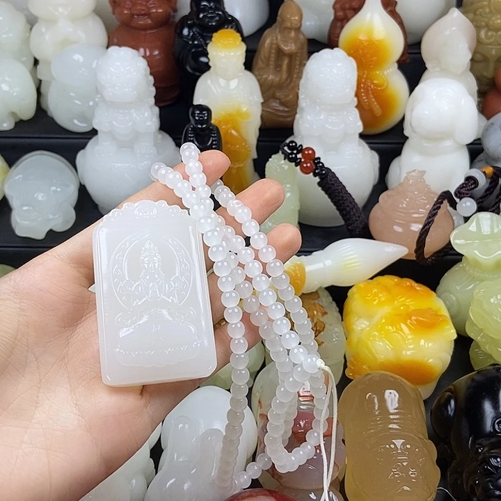 无花朵原石雕刻挂件