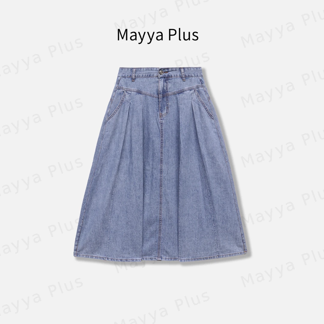 【小蛮腰】Mayya Plus麦芽定制高腰牛仔半身裙百搭显瘦裙子32527267