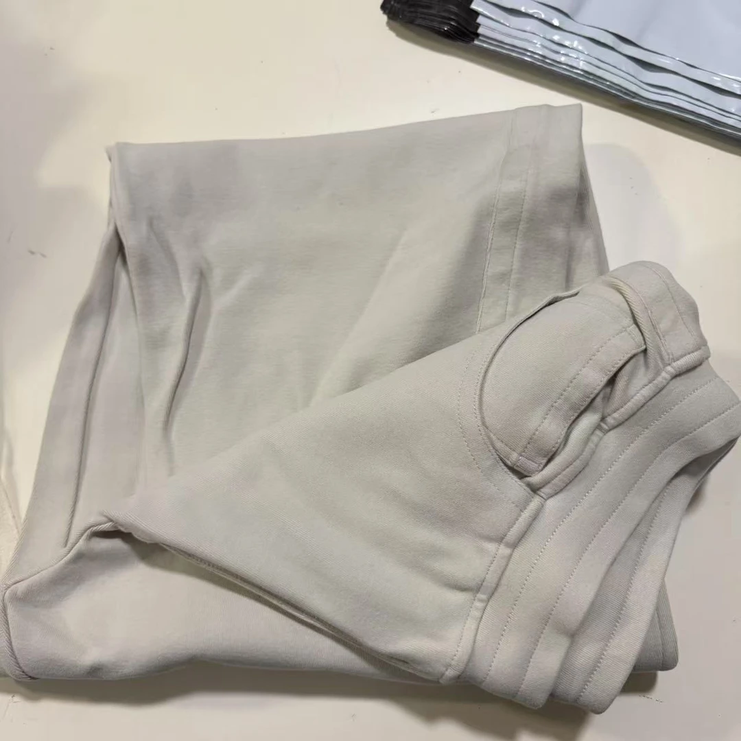 男士小弯刀米白色超舒服休闲长裤速家