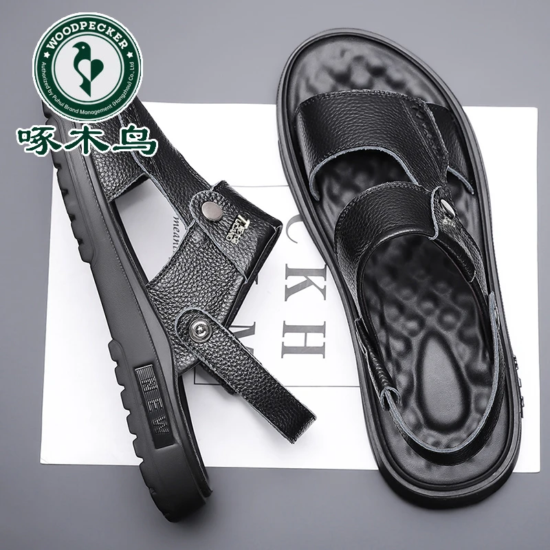 啄木鸟男鞋夏季新款透气沙滩鞋男士时尚轻便休闲凉鞋两用拖鞋防滑
