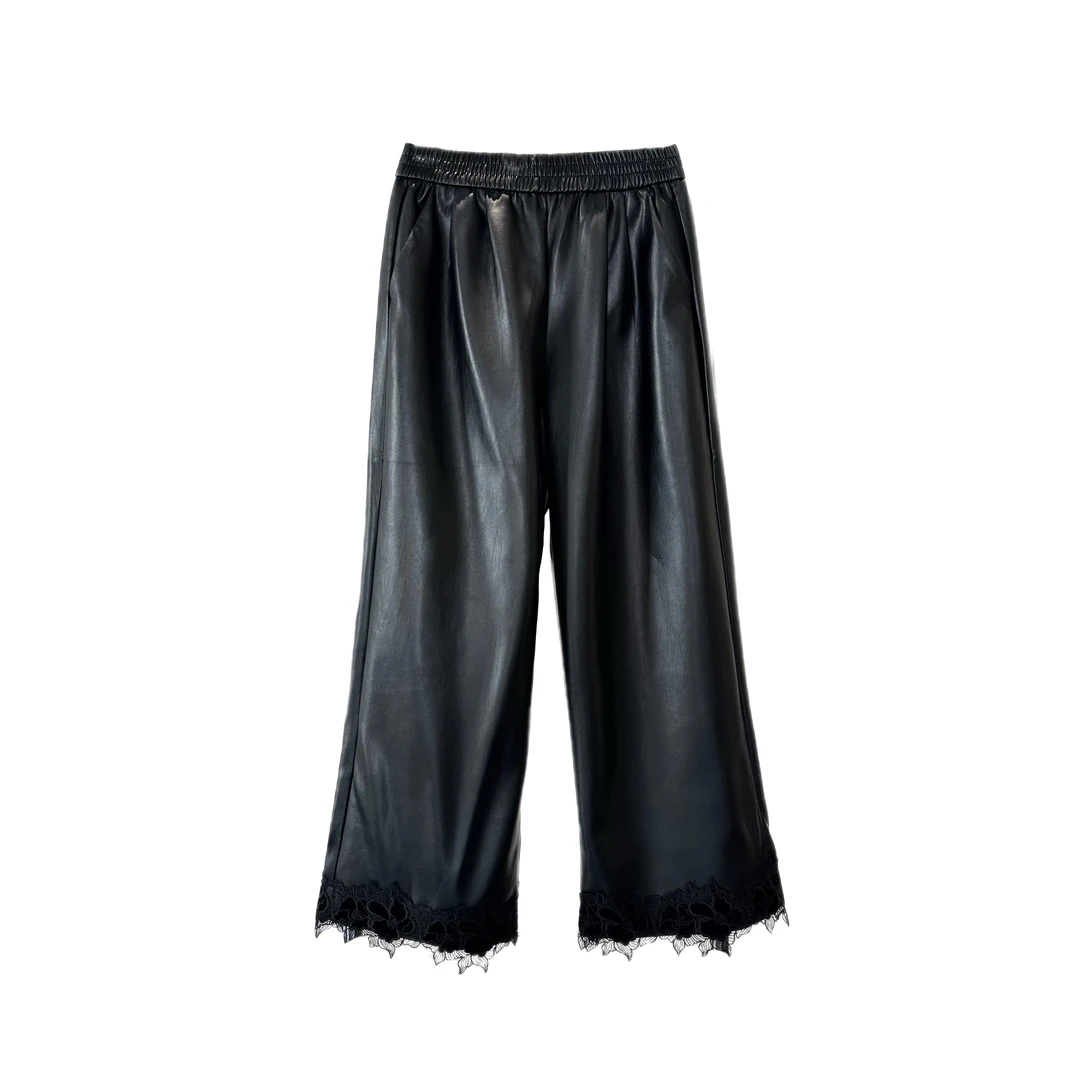 KXL-STUDIO｜“嘉伯丽尔”松紧腰阔腿皮裤21275