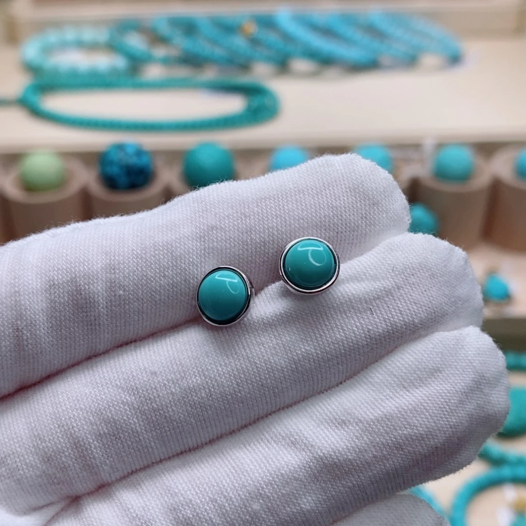 绿松石珠宝奇石银S925镶嵌千*