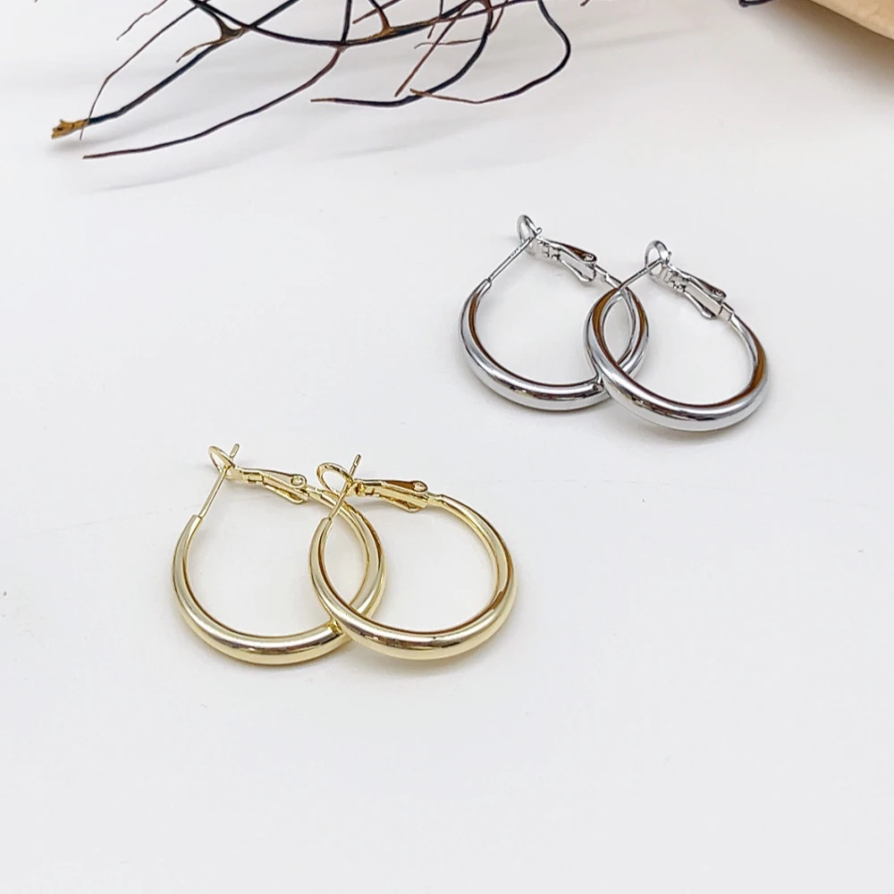 铜合金耳饰 银针 05691 好啊商店 轻奢百搭素耳圈一对，两色