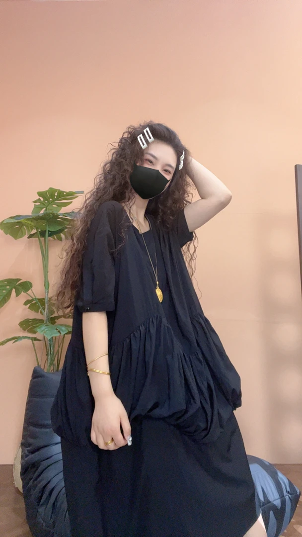 museguhui/木色古汇1087#纯色拼接休闲时尚气质显瘦百搭连衣裙