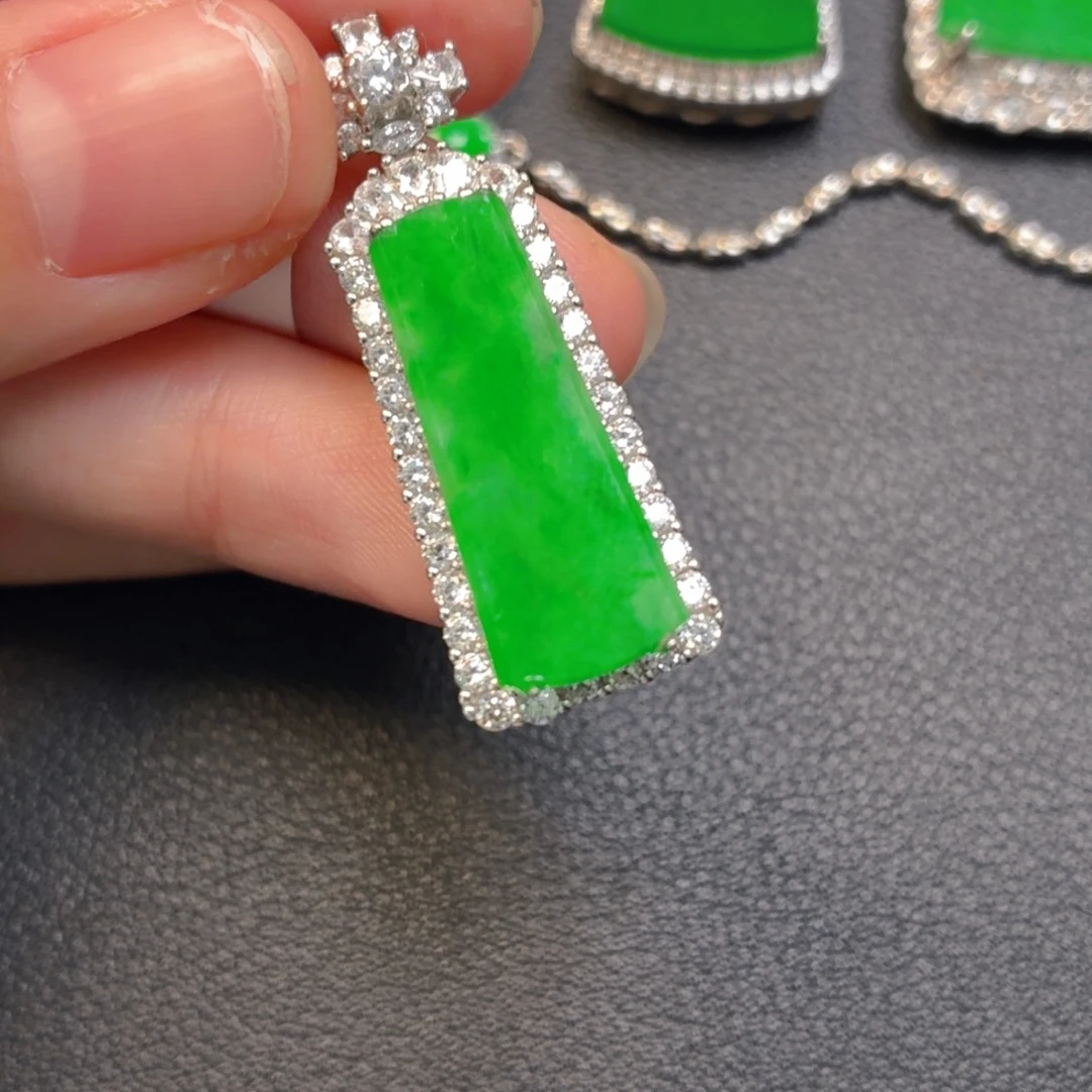 翡翠银S925镶嵌吊坠(不含链)