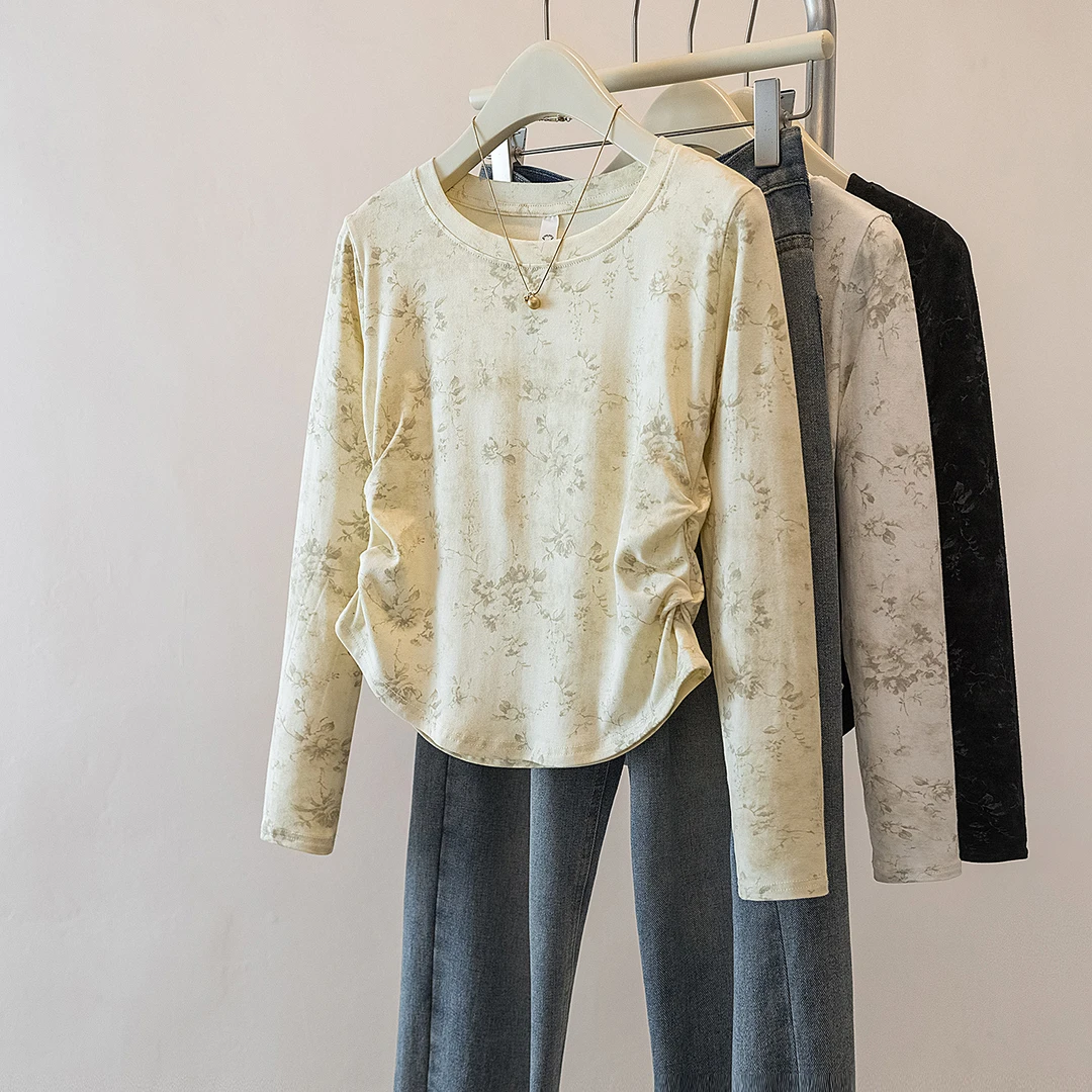 yoewshean/羽媗秋冬季微胖mm大码女装长袖t恤显瘦内搭打底衫上衣