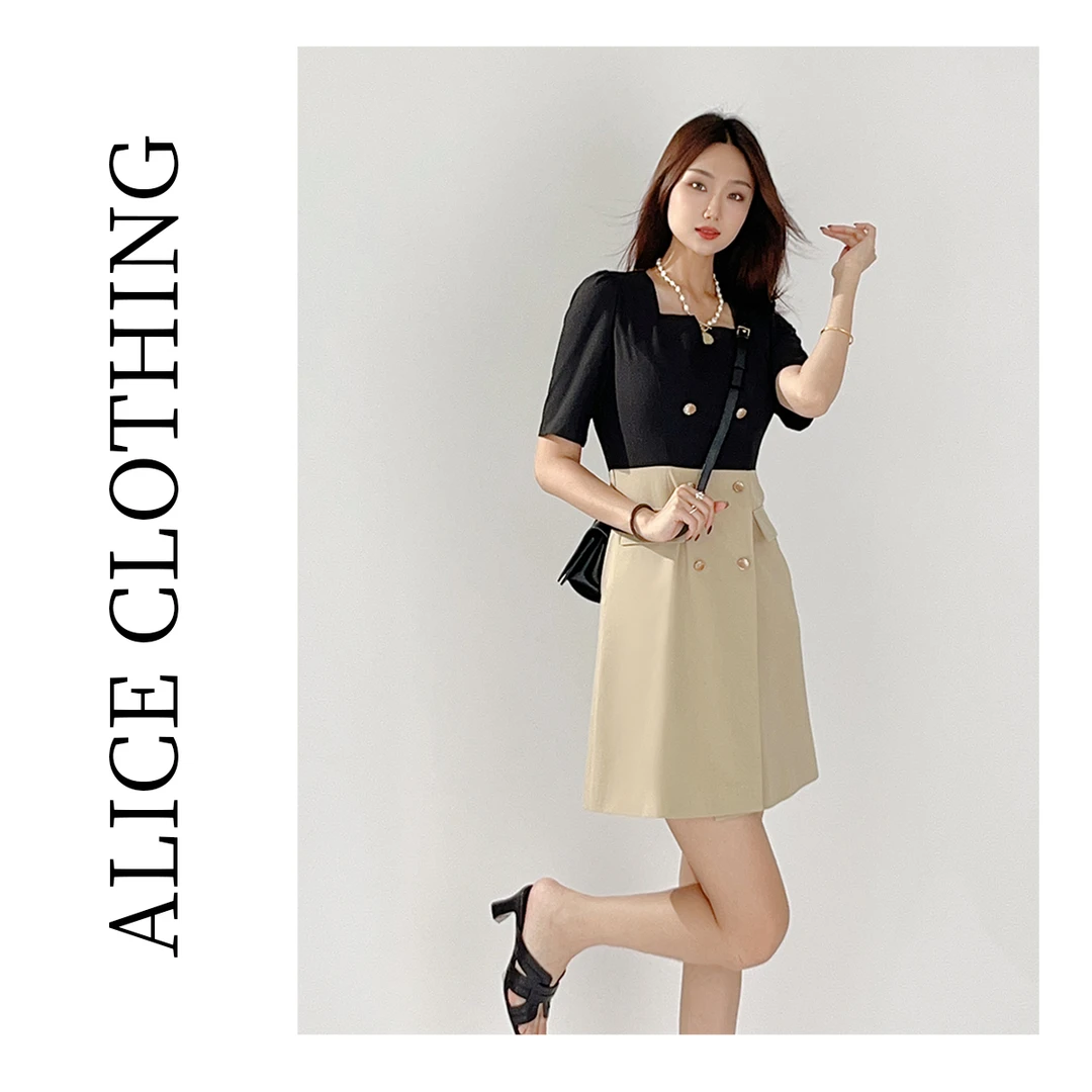 4【ALICE“摩登都会”连衣裙】优雅拼色挺括立裁H1033498J