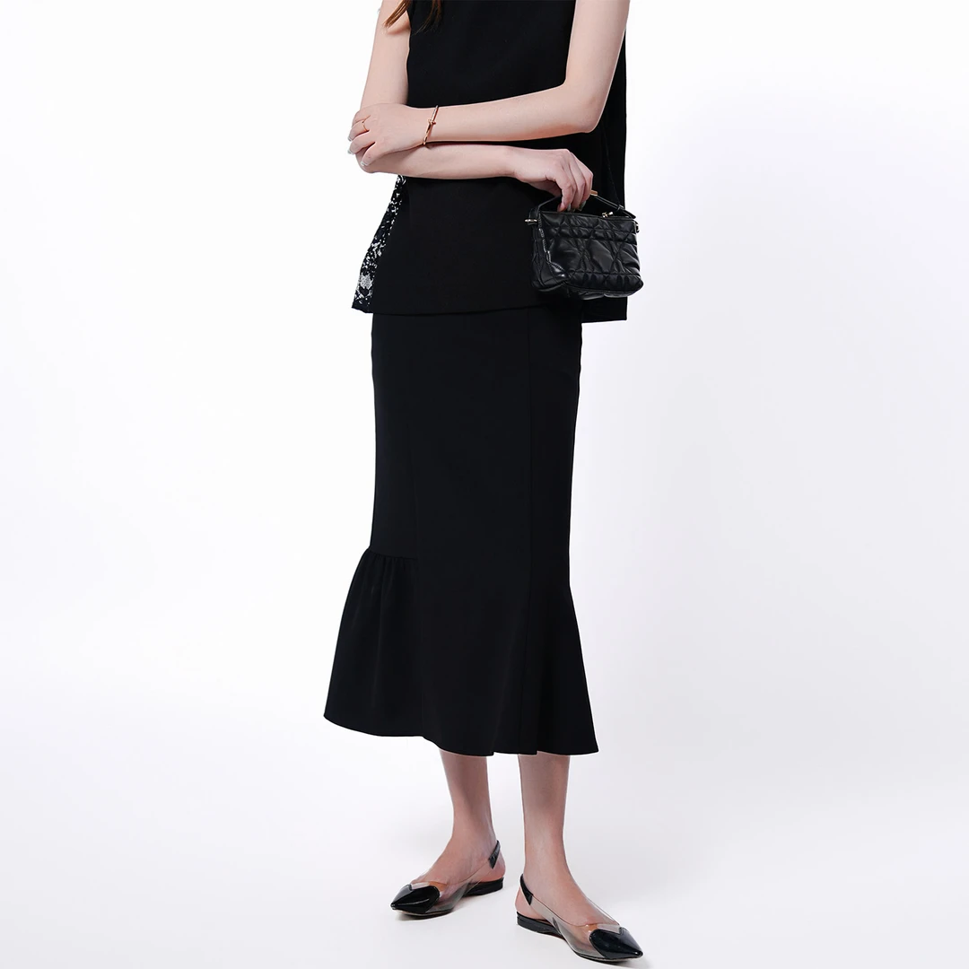 CsyX2-2025S/S早秋新款“魔法裙”醋酸简约鱼尾半身裙CZ5CS010