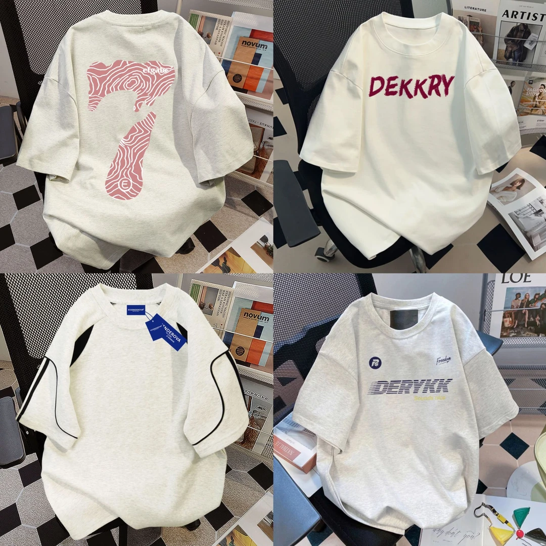 【短袖链接】男女同款短袖重磅纯棉字母印花潮牌T恤，下单备注编号