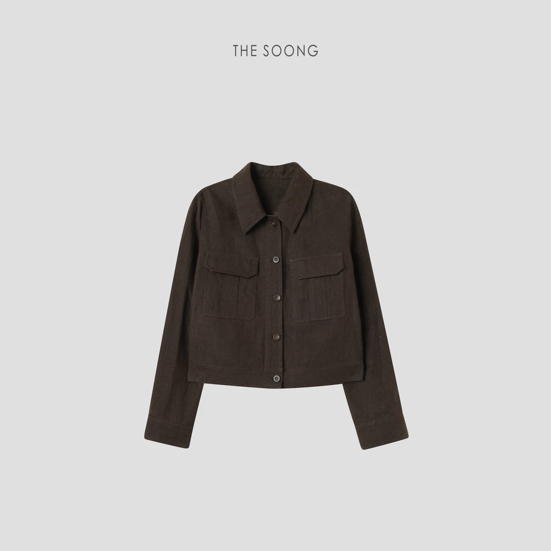 THESOONG|"双生奢感"纯亚麻细腻呼吸筋骨廓形感翻领外套HWWT7643