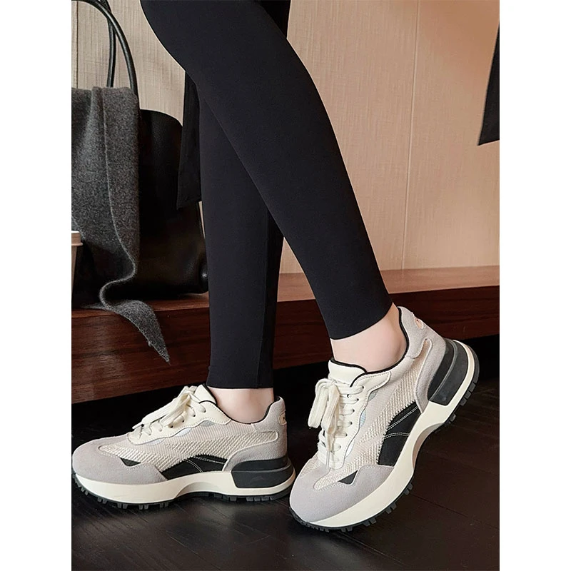 【现货】A美洋MEIYANG 课间老爹鞋 简约撞色拼接厚底增高休闲运动鞋