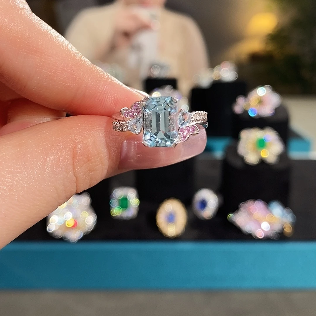 海蓝宝石铂Pt950镶嵌戒圈2.57ct