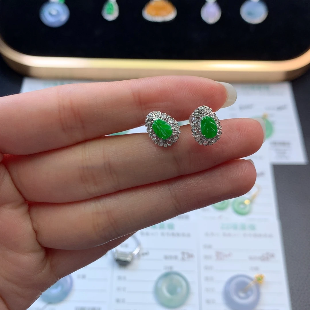 翡翠18K金镶嵌挂件48小时鉴赏期  退货不扣服务费