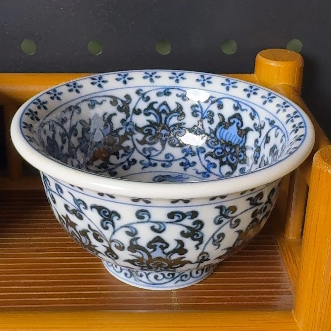 仿明永乐缠枝莲内外满绘纯手拉坯纯手绘假一赔万