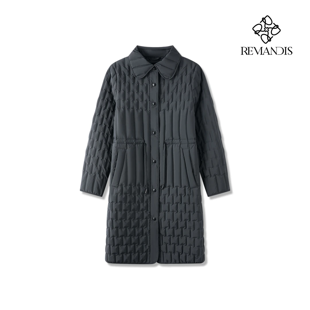 90%鹅绒时尚纯色轻奢中长款鹅绒服