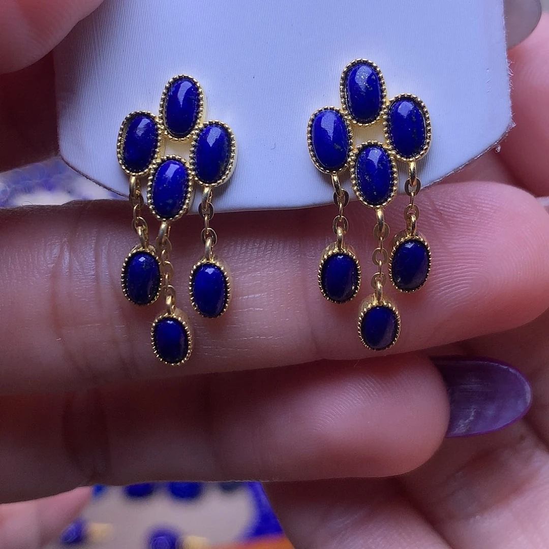 C***3青金石银S925镶嵌耳饰200/对