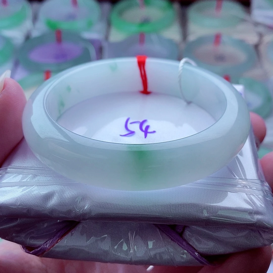 翡翠未镶嵌手镯554意境绿花冰润细腻起胶高贵优雅