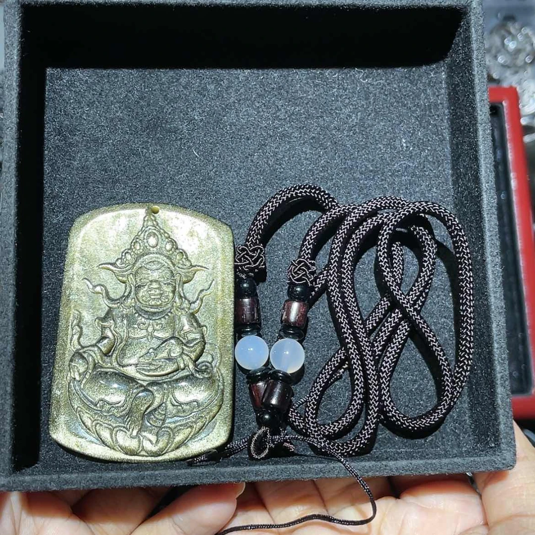 【闪购商品】未镶嵌黑曜岩吊坠(赠链)财***哥